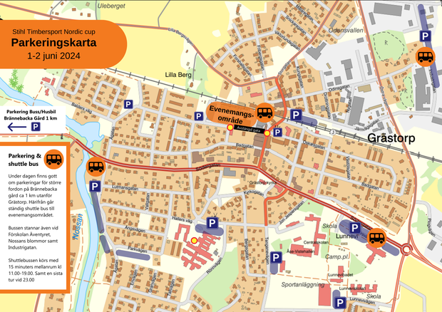 parkeringskarta över Grästorp inför evenemang